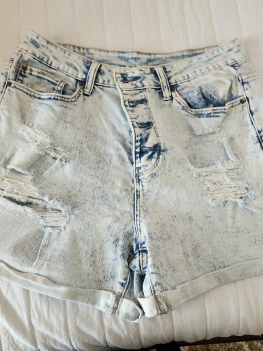 Distressed Acid Wash Denim Shorts Size 10